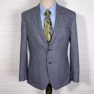 Ticknors Reda 1865 Milano Blazer Men 38R  Blue‎ Geometric 2 Button Wool Italy